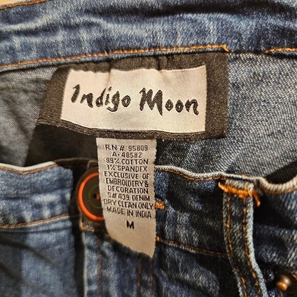 Indigo Moon Vintage Embroidered Straight Leg Ankle Length Jeans Size M - Picture 8 of 8